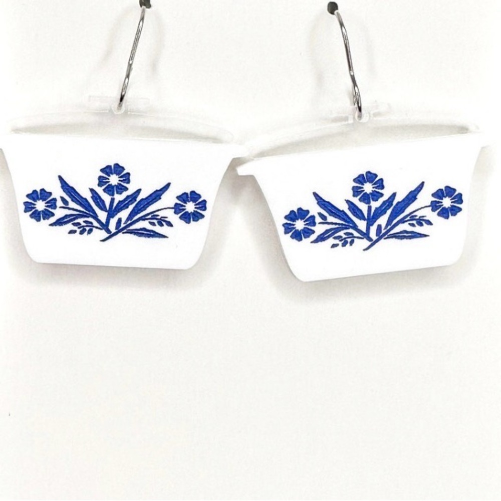 Corningware Blue Floral Design Earrings